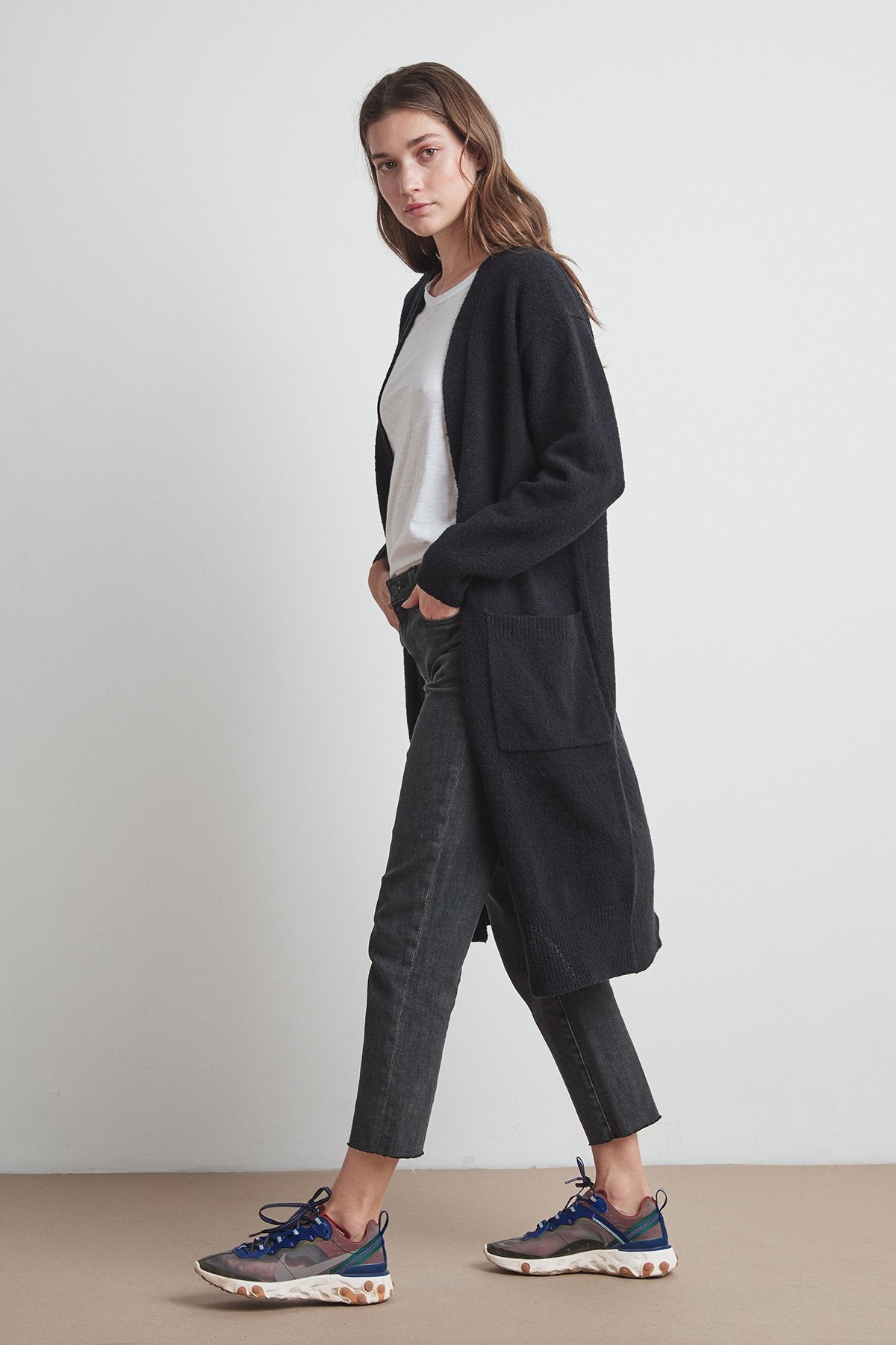 LENI PLUSH BOUCLE LONG CARDIGAN