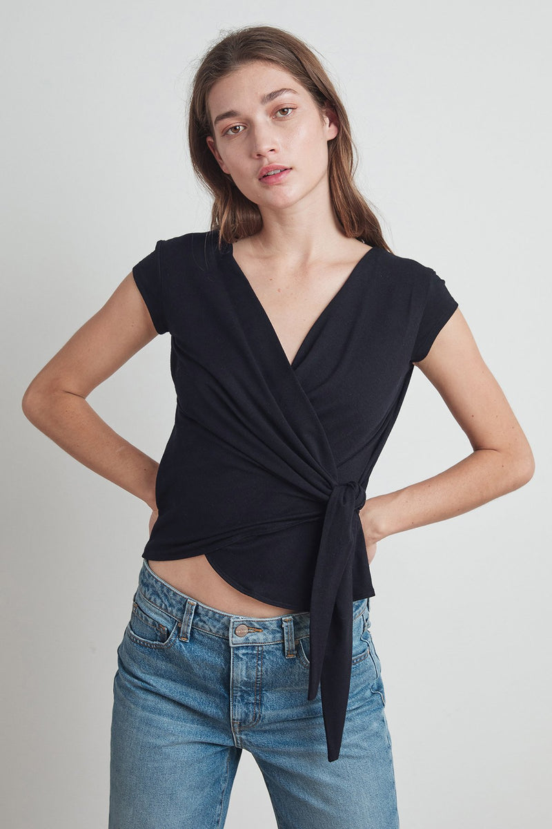 AMIKA TENCEL JERSEY WRAP TOP