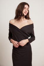 CAROLYN TENCEL LONG SLEEVE WRAP DRESS