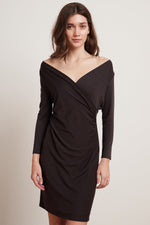 CAROLYN TENCEL LONG SLEEVE WRAP DRESS