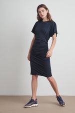 LUNA TENCEL JERSEY SHIRRED DRESS