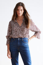 WILONA PRINTED RUFFLE BLOUSE