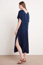 VALERIE TIE DYE SATIN KAFTAN DRESS