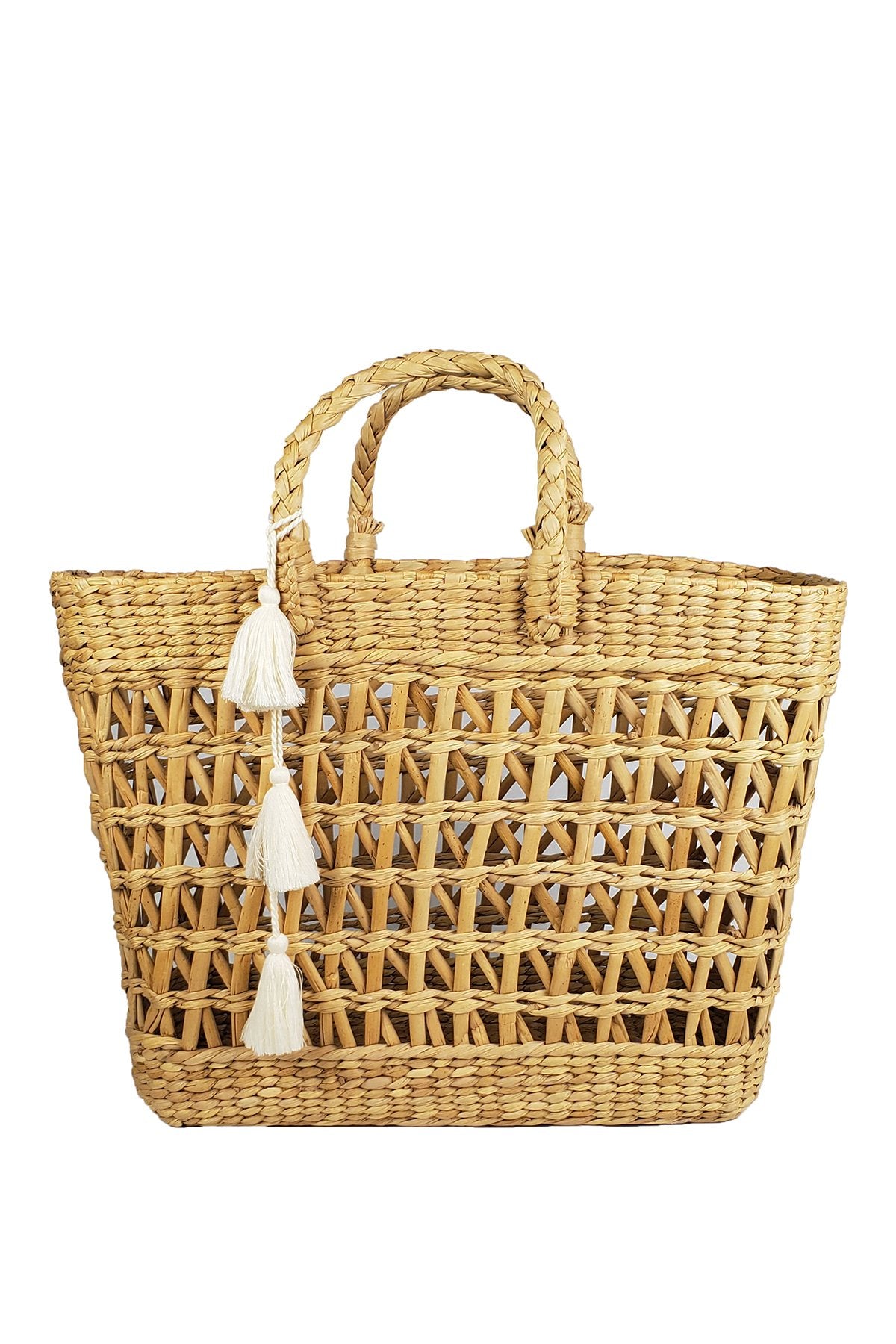 FREEDOM WOVEN STRAW TASSEL TOTE