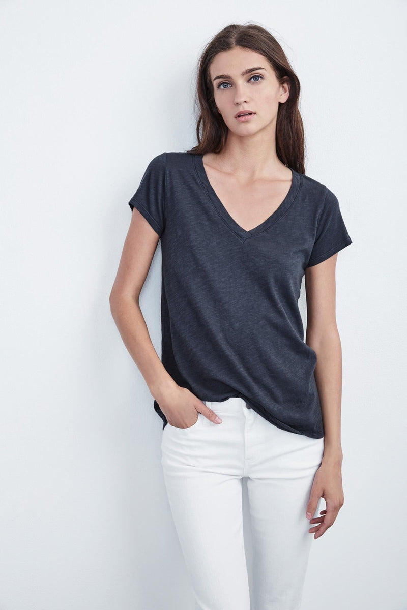 JILIAN ORIGINAL SLUB V-NECK TEE