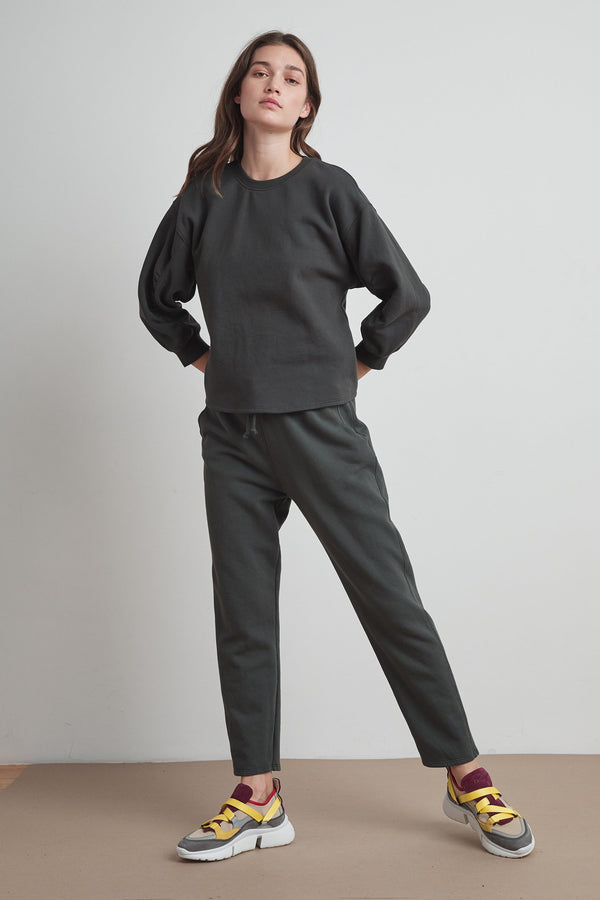 ADDILYN VINTAGE FLEECE SHIRRED SLEEVE PULLOVER