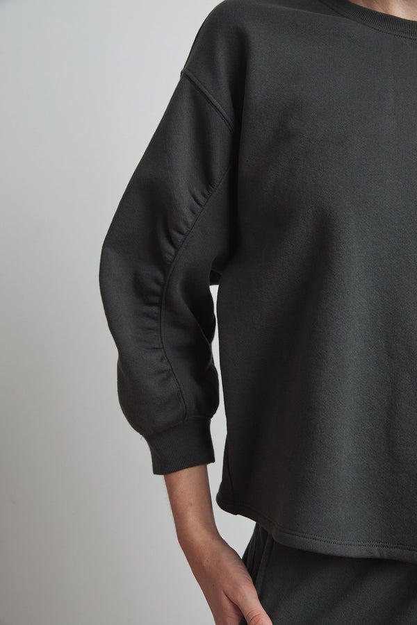 ADDILYN VINTAGE FLEECE SHIRRED SLEEVE PULLOVER