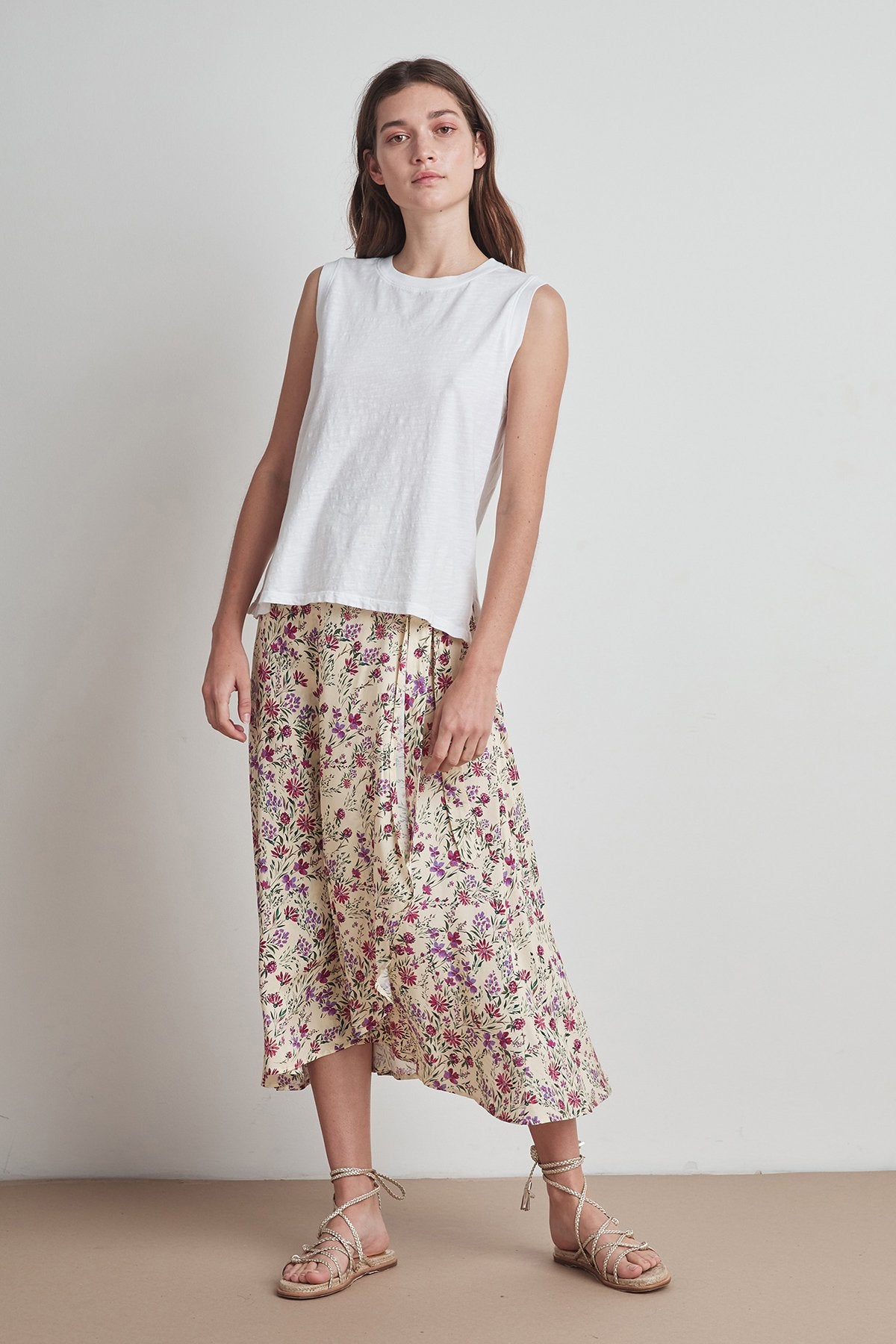 ISADORA FLORAL PRINT CHALLIS WRAP SKIRT