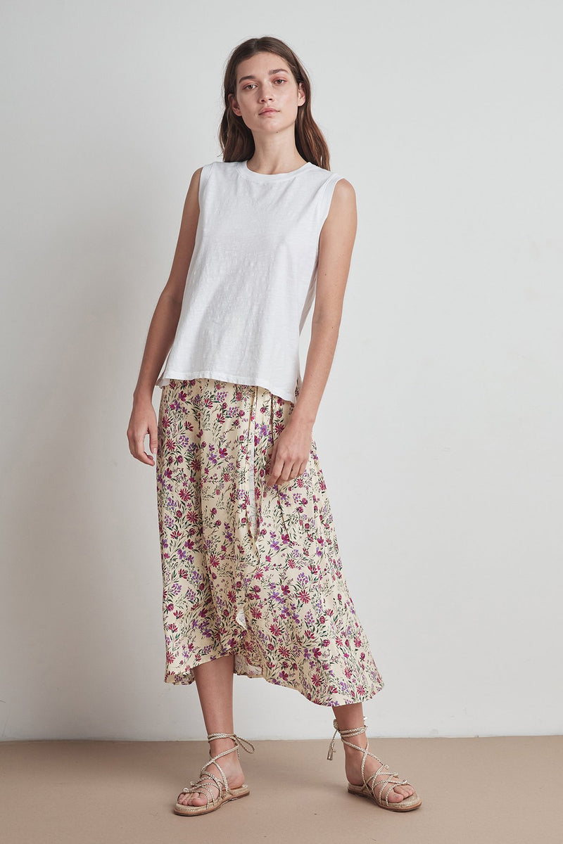 ISADORA FLORAL PRINT CHALLIS WRAP SKIRT