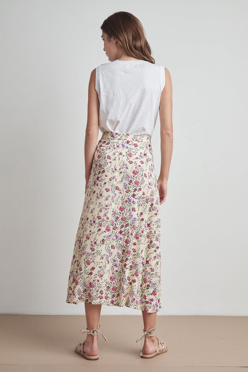 ISADORA FLORAL PRINT CHALLIS WRAP SKIRT
