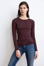 ZOFINA GAUZY WHISPER FITTED CREW NECK TEE