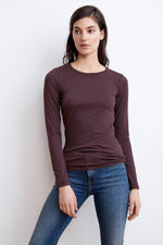 ZOFINA GAUZY WHISPER FITTED CREW NECK TEE