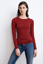 ZOFINA GAUZY WHISPER FITTED CREW NECK TEE