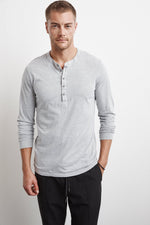 ALVARO HEATHER GREY COTTON JERSEY HENLEY