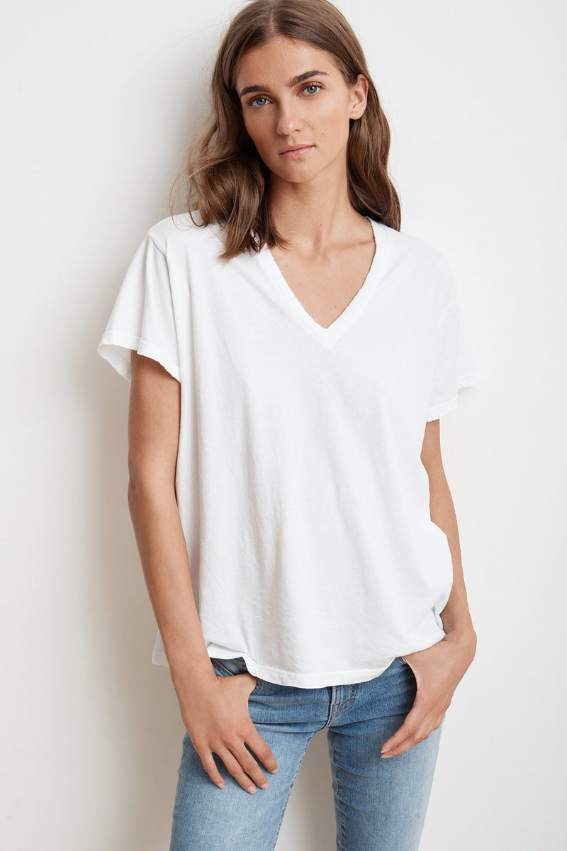 SYDNEY DISTRESSED WHISPER V-NECK TEE