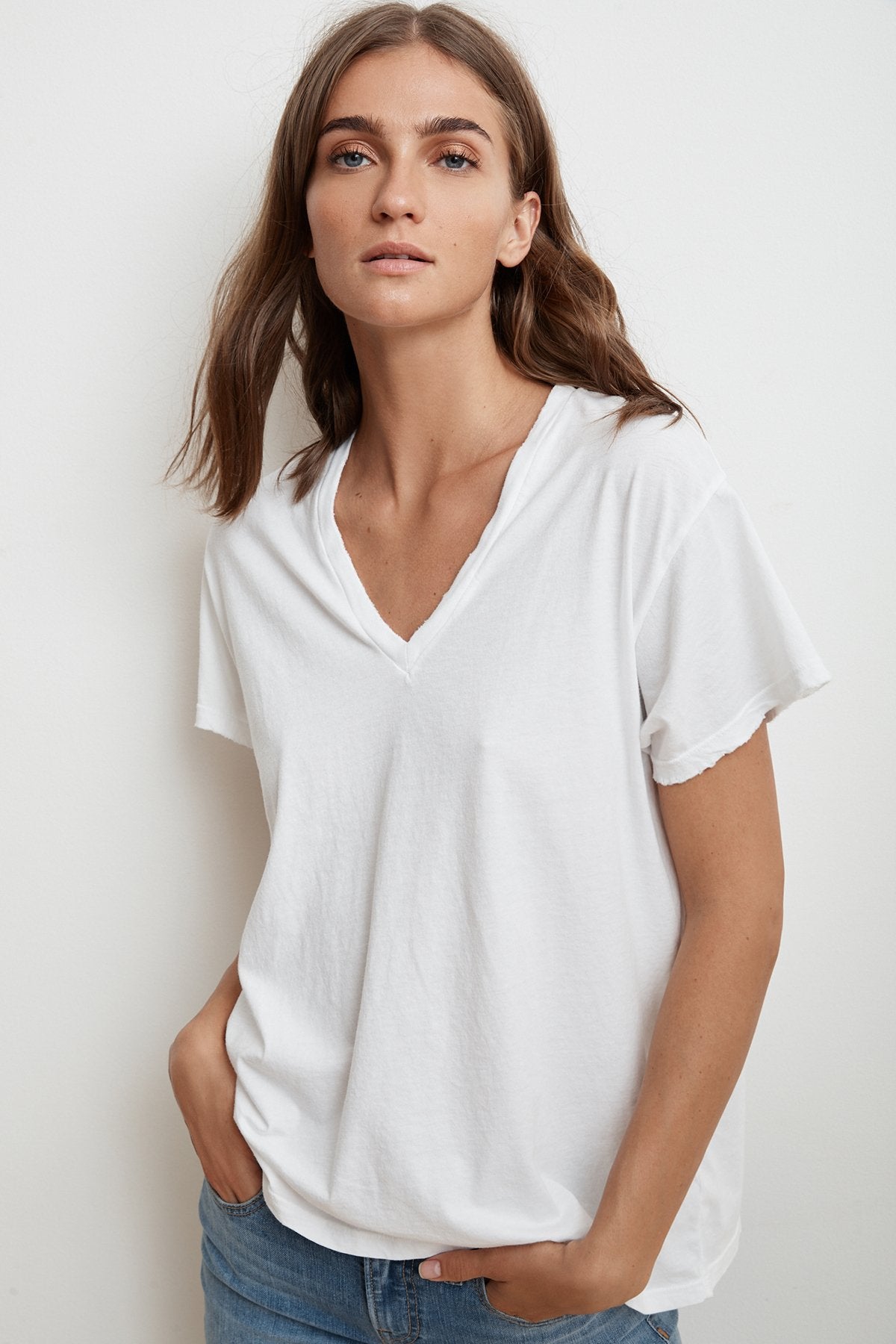 SYDNEY DISTRESSED WHISPER V-NECK TEE