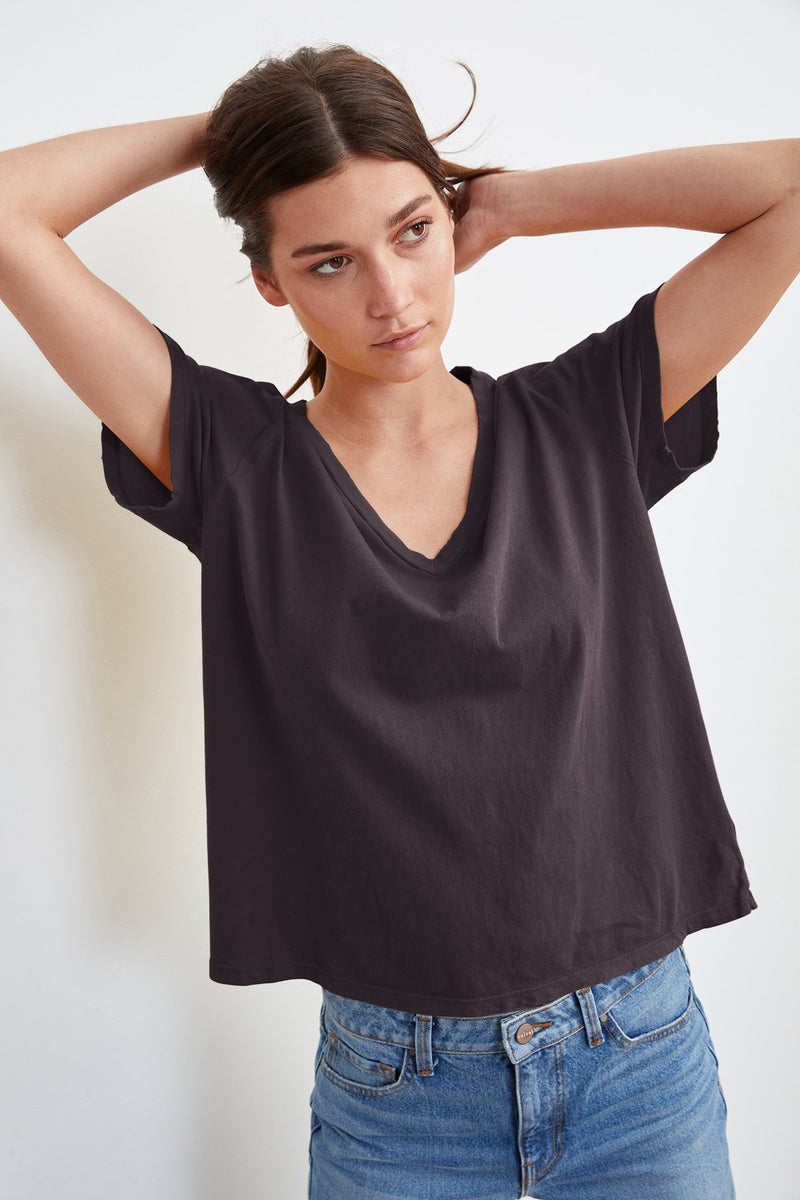 SYDNEY DISTRESSED WHISPER V-NECK TEE