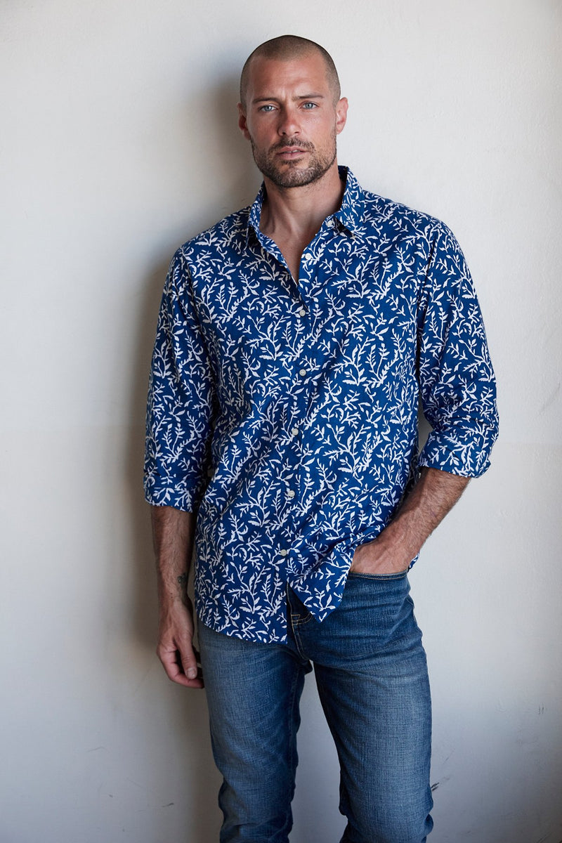 IANN PRINTED COTTON WOVEN BUTTON UP