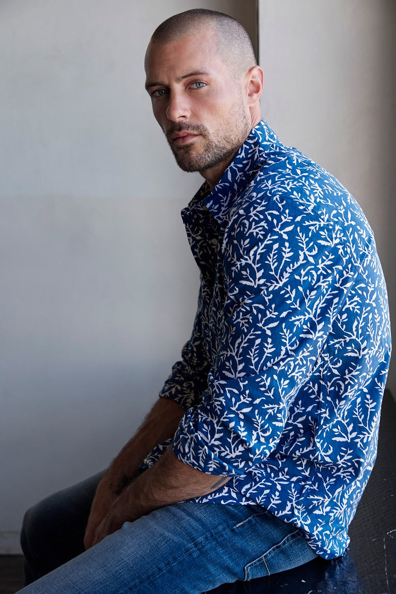 IANN PRINTED COTTON WOVEN BUTTON UP