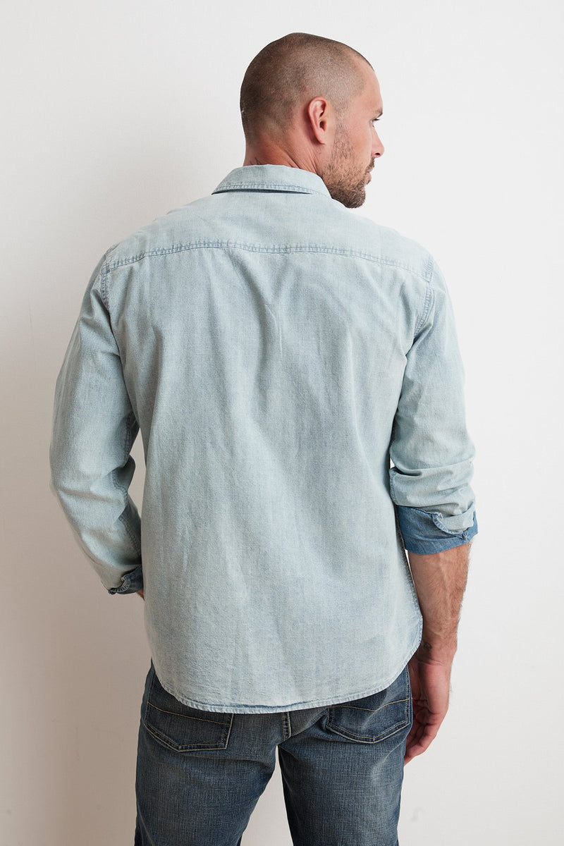 PHOENIX COTTON CHAMBRAY BUTTON UP SHIRT