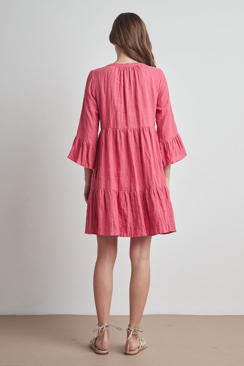 AURORA WOVEN LINEN TIERED DRESS