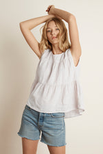 MANDI LINEN TIERED TOP