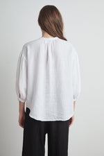 MATEA WOVEN LINEN BUTTON UP BLOUSE