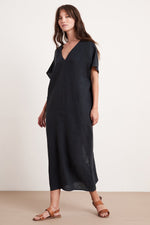 YANA LINEN CAFTAN DRESS