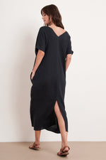 YANA LINEN CAFTAN DRESS